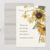 Rustige Waterverf Zonnebloem Berichten Bedankkaart (Voorkant / Achterkant)