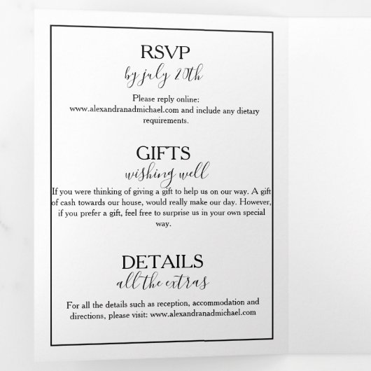 Rustige Waterverf - Zonnebloem - bruiloftsfeest Drieluik Uitnodiging (Binnenzijde eerst)