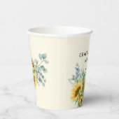 Rustige Waterverf Zonnebloem Eucalyptus Greenery Papieren Bekers (Rechts)