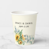 Rustige Waterverf Zonnebloem Eucalyptus Greenery Papieren Bekers (Voorkant)