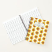 Rustige Waterverf Zonnebloem Gepersonaliseerd Notitieboek (Binnen)