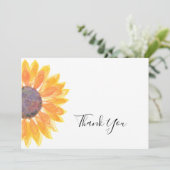 Rustige Waterverf zonnebloem Hartelijk dank Bedankkaart (Staand voorkant)