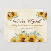 Rustige Waterverf Zonnebloem Nieuwe Thuisbeweging Aankondigingskaart (Voorkant / Achterkant)