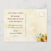 Rustige Waterverf Zonnebloem Nieuwe Thuisbeweging Aankondigingskaart (Achterkant)