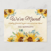 Rustige Waterverf Zonnebloem Nieuwe Thuisbeweging Aankondigingskaart (Voorkant)