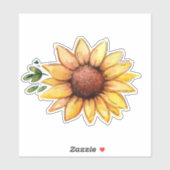 Rustige Waterverf Zonnebloem Sticker (Vel)