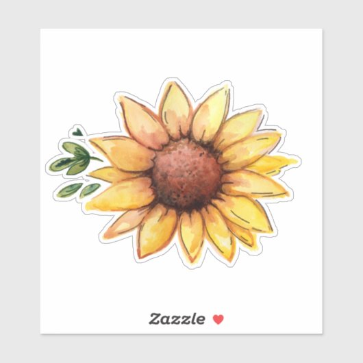 Rustige Waterverf Zonnebloem Sticker (Vel)