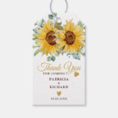 Rustige Waterverf Zonnebloem Weddenschap Bedankt Cadeaulabel (Voorkant)