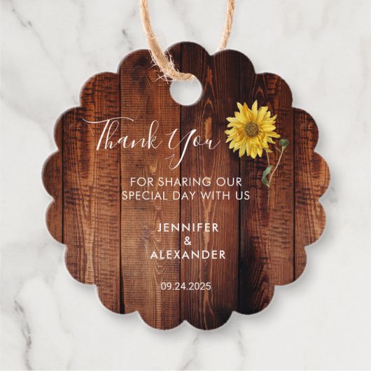 Rustige waterverf zonnebloembruiloft bedankt bedankjes labels (Voorkant)
