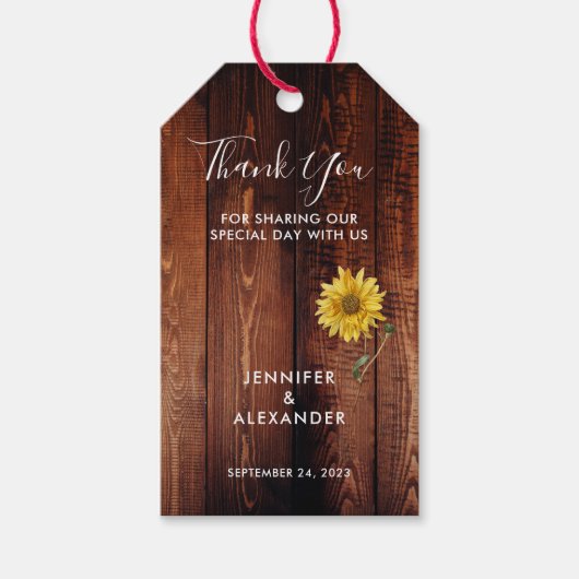 Rustige waterverf zonnebloembruiloft bedankt cadeaulabel (Voorkant)