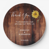 Rustige waterverf zonnebloembruiloft bedankt papieren bordje (Voorkant)