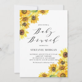 Rustige Waterverf Zonnebloemen Baby shower Brunch Kaart