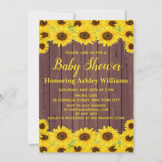 Rustige Waterverf - Zonnebloemen - Baby shower Kaart (Voorkant)