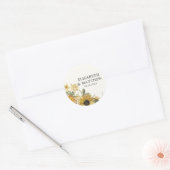Rustige Waterverf Zonnebloemen Berichten Ronde Sticker (Envelop)