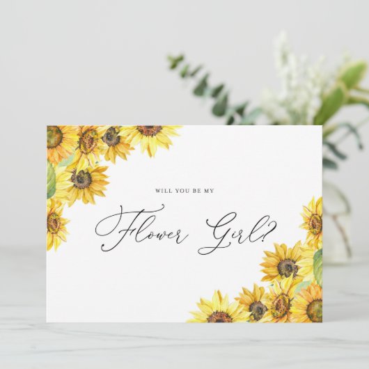 Rustige Waterverf - Zonnebloemen Bloemenmeisje - V (Staand voorkant)