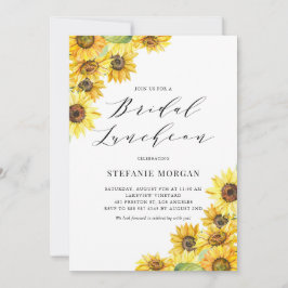 Rustige Waterverf zonnebloemen Bridal Luncheon Kaart