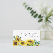 Rustige Waterverf Zonnebloemen en Eucalyptus Flora Visitekaartje (Staand voorkant)