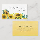 Rustige Waterverf Zonnebloemen en Eucalyptus Flora Visitekaartje (Voorkant / Achterkant)