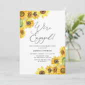 Rustige Waterverf Zonnebloemen Engagement Party Kaart (Staand voorkant)