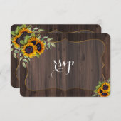 Rustige Waterverf Zonnebloemen Hout RSVP Uitnodigi (Voorkant / Achterkant)