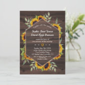 Rustige Waterverf Zonnebloemen Hout Weddenschap Kaart (Staand voorkant)