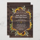 Rustige Waterverf Zonnebloemen Hout Weddenschap Kaart (Voorkant / Achterkant)