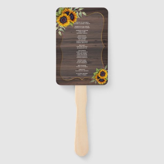 Rustige Waterverf - Zonnebloemen Houtweddenschap Handwaaier (Achterkant)