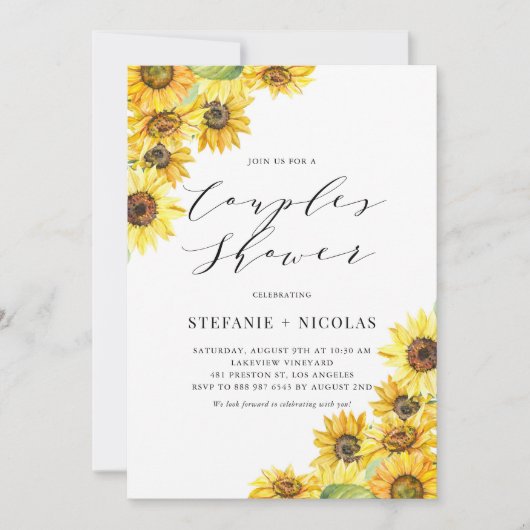 Rustige Waterverf zonnebloemen — Koeschower Kaart (Voorkant)