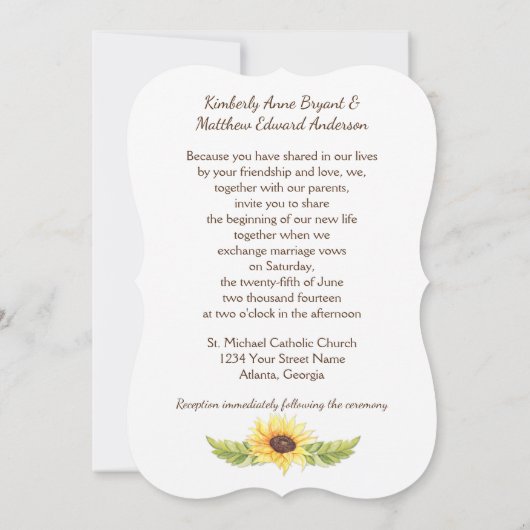 Rustige Waterverf Zonnebloemen Lange Reuzenkuil Kaart (Achterkant)