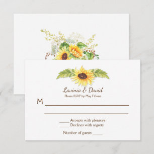 Rustige Waterverf Zonnebloemen Lange RSVP Kaart