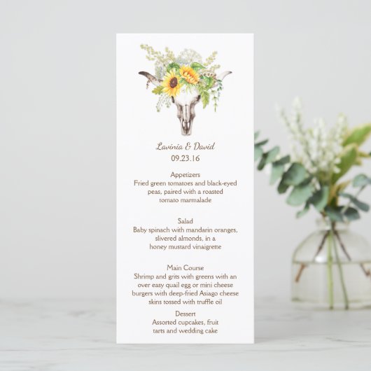 Rustige Waterverf - Zonnebloemen - Menu-kaarten vo Menu (Staand voorkant)