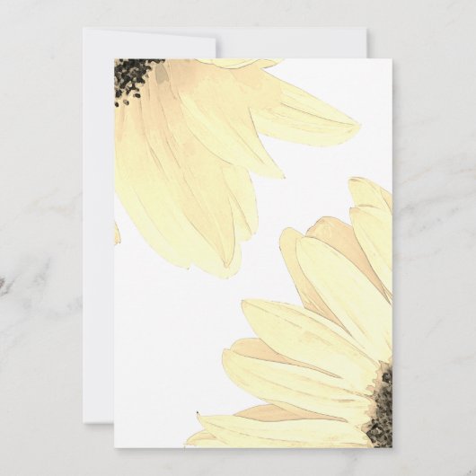 Rustige Waterverf - Zonnebloemen - Minimale bruilo Kaart (Achterkant)