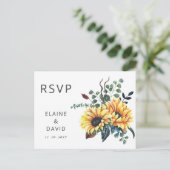 Rustige Waterverf Zonnebloemen Vallen RSVP Uitnodiging Briefkaart (Staand voorkant)