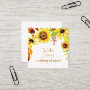 Rustige Waterverf Zonnebloemen Vierkante Visitekaartje