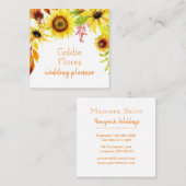 Rustige Waterverf Zonnebloemen Vierkante Visitekaartje (Voorkant / Achterkant)