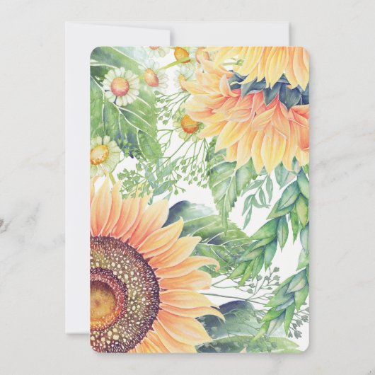 Rustige Waterverf Zonnebloemen Vrijgezellenfeest Kaart (Achterkant)