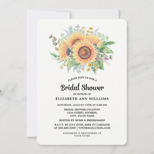 Rustige Waterverf Zonnebloemen Vrijgezellenfeest Kaart (Voorkant)