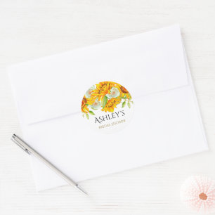Rustige Waterverf Zonnebloemen Vrijgezellenfeest Ronde Sticker