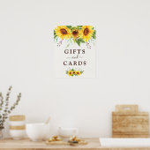 Rustige Waterverf - Zonnebloemen Weddenenkaarten e Poster (Keuken)