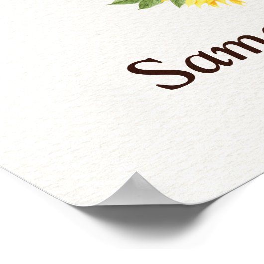 Rustige Waterverf Zonnebloemen Weddenschap Welkoms Poster (Hoek)