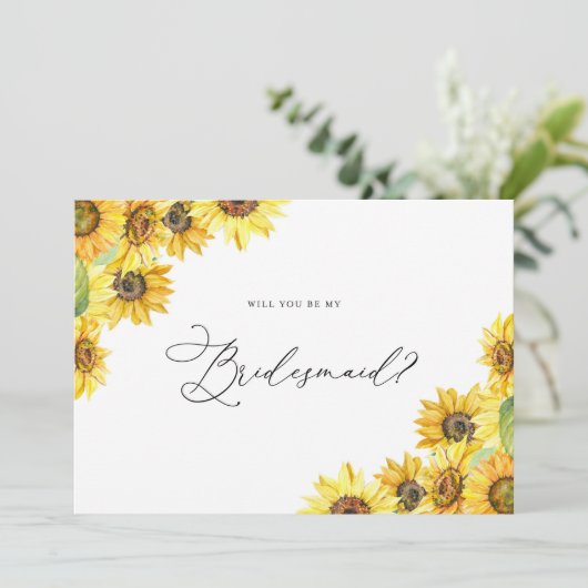 Rustige Waterverf Zonnebloemen zijn mijn Bridesmai (Staand voorkant)