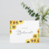 Rustige Waterverf Zonnebloemen zijn mijn Bridesmai Briefkaart (Staand voorkant)