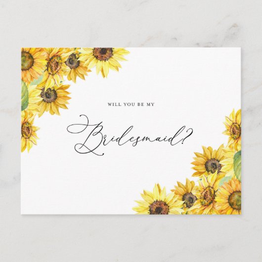 Rustige Waterverf Zonnebloemen zijn mijn Bridesmai Briefkaart (Voorkant)