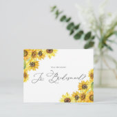 Rustige Waterverf Zonnebloemen zijn mijn Jr. Bride Briefkaart (Staand voorkant)