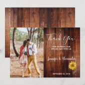 Rustige waterverf zonnebloemfotobruiloft bedankkaart (Voorkant / Achterkant)