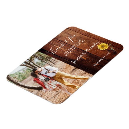 Rustige waterverf zonnebloemfotobruiloft magneet (Linkerzijde)