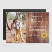 Rustige waterverf zonnebloemfotobruiloft magnetische uitnodiging (Voorkant / Achterkant)