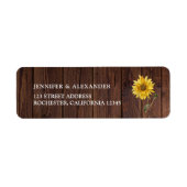 Rustige waterverf zonnebloemhout bruiloft retour etiket (Voorkant)