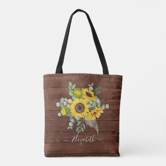 Rustige Waterverf zonnebloempitten Tote Bag (Achterkant)