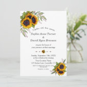 Rustige Waterverf zonnebloempjes bruiloft Kaart (Staand voorkant)